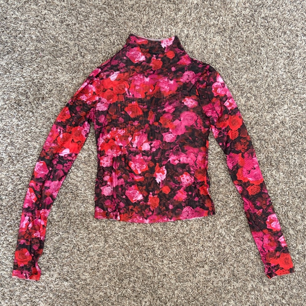Floral Long Sleeve Sheer Top